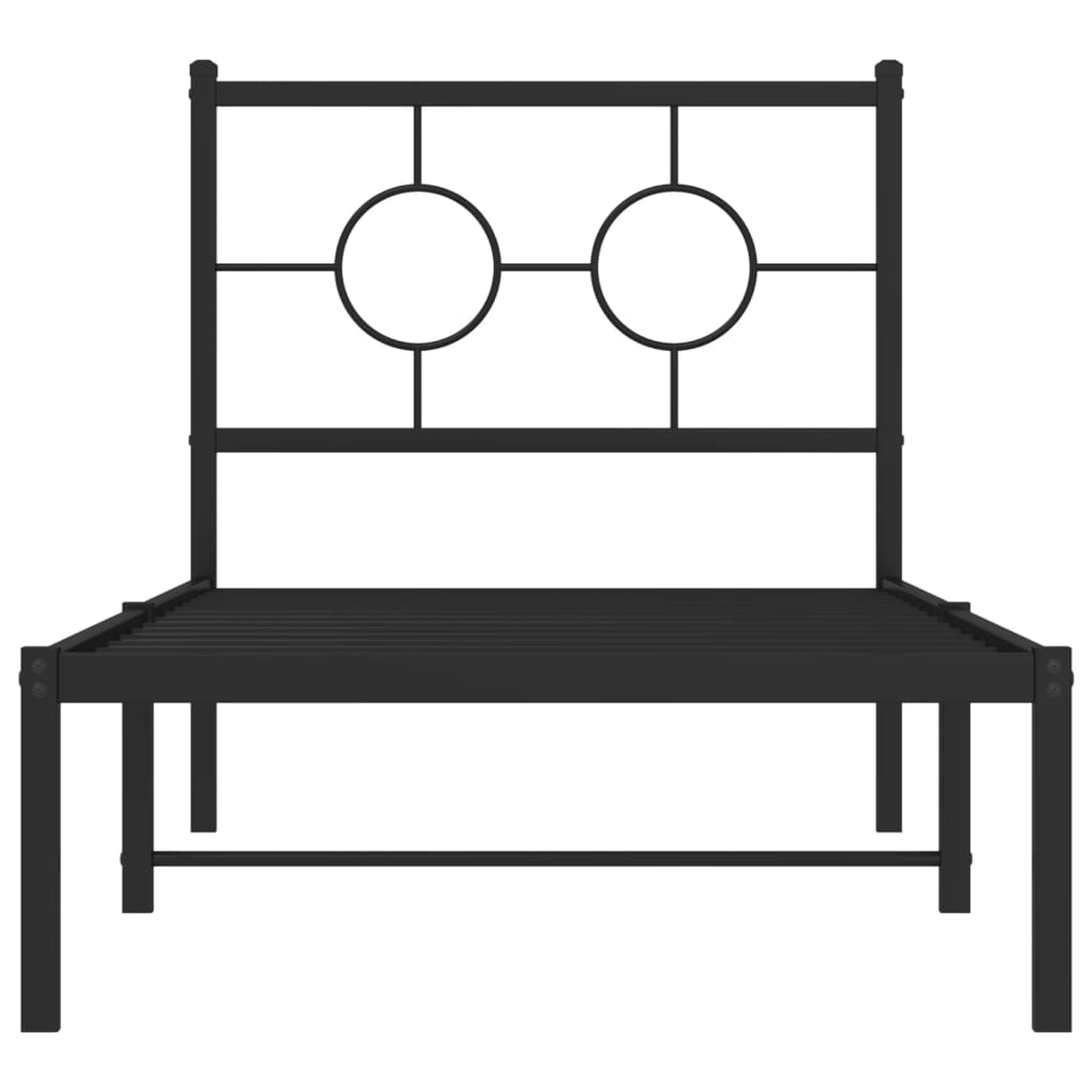 vidaXL Metal Bed Frame without Mattress with Headboard Black 80x200cm 5