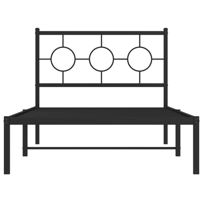 vidaXL Metal Bed Frame without Mattress with Headboard Black 100x200cm 5