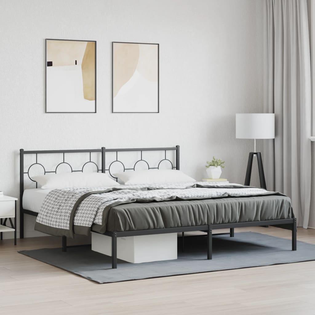 vidaXL Metal Bed Frame without Mattress With headboard Black