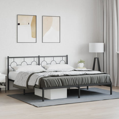 vidaXL Metal Bed Frame without Mattress With headboard Black