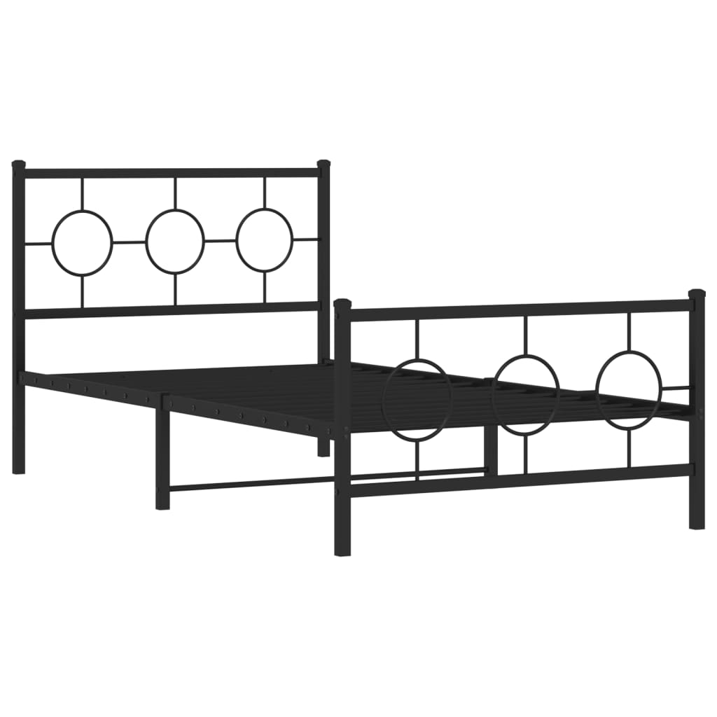 Metal Bed Frame without Mattress with Footboard with Headboard & Footboard Black 100 cm 200 cm