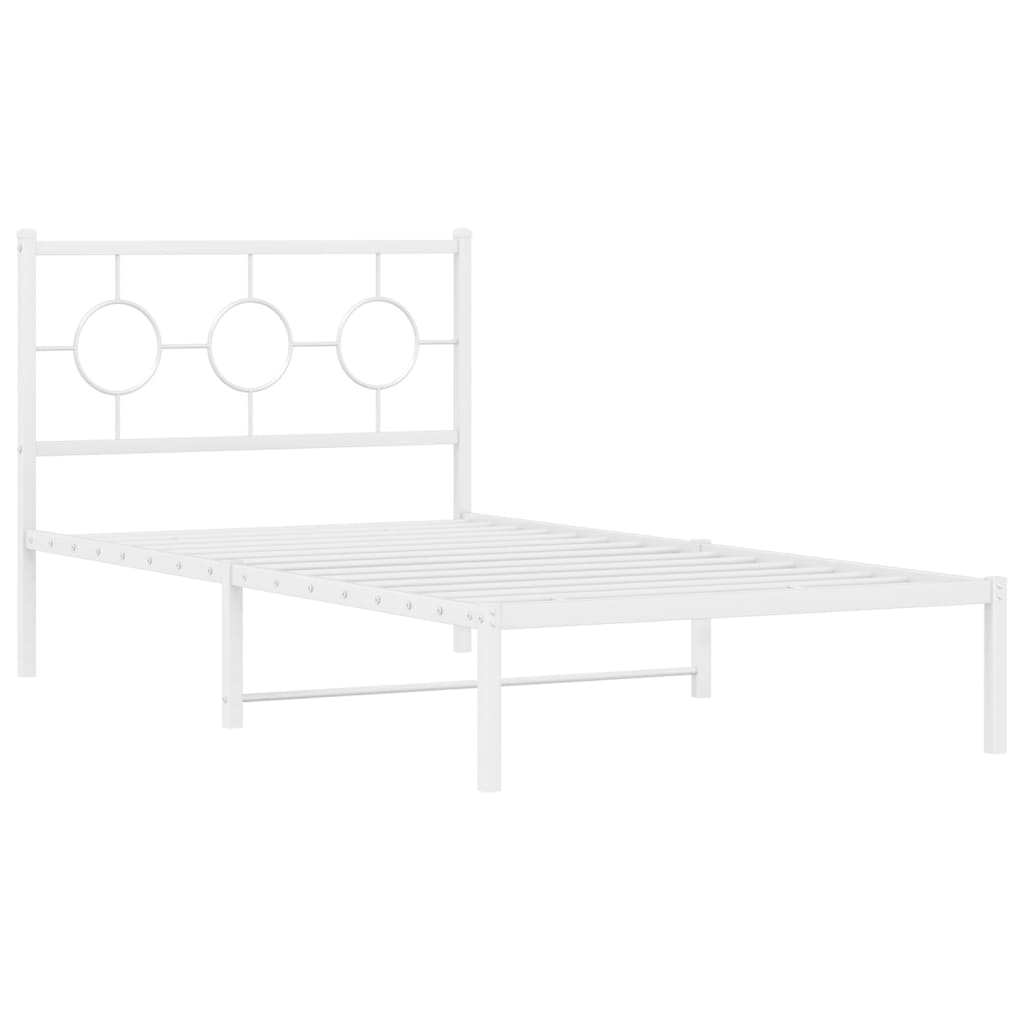 vidaXL Metal Bed Frame without Mattress with Headboard White 100x200cm 3