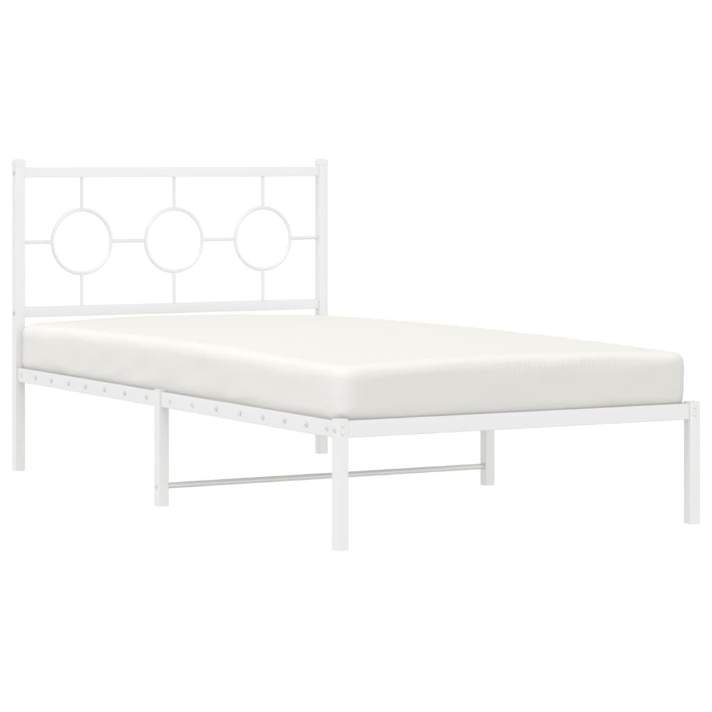 vidaXL Metal Bed Frame without Mattress with Headboard White 100x200cm 4
