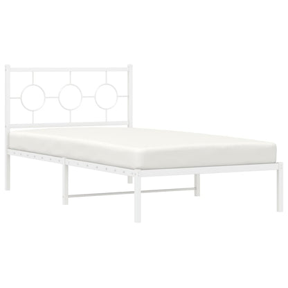 vidaXL Metal Bed Frame without Mattress with Headboard White 100x200cm 4