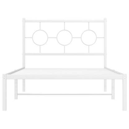 vidaXL Metal Bed Frame without Mattress with Headboard White 100x200cm 5