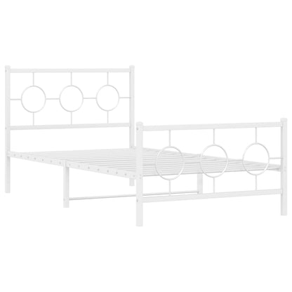 vidaXL Metal Bed Frame without Mattress with Footboard White 100x200cm 3