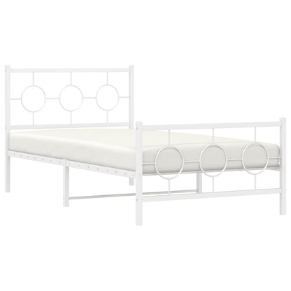 vidaXL Metal Bed Frame without Mattress with Footboard White 100x200cm 4