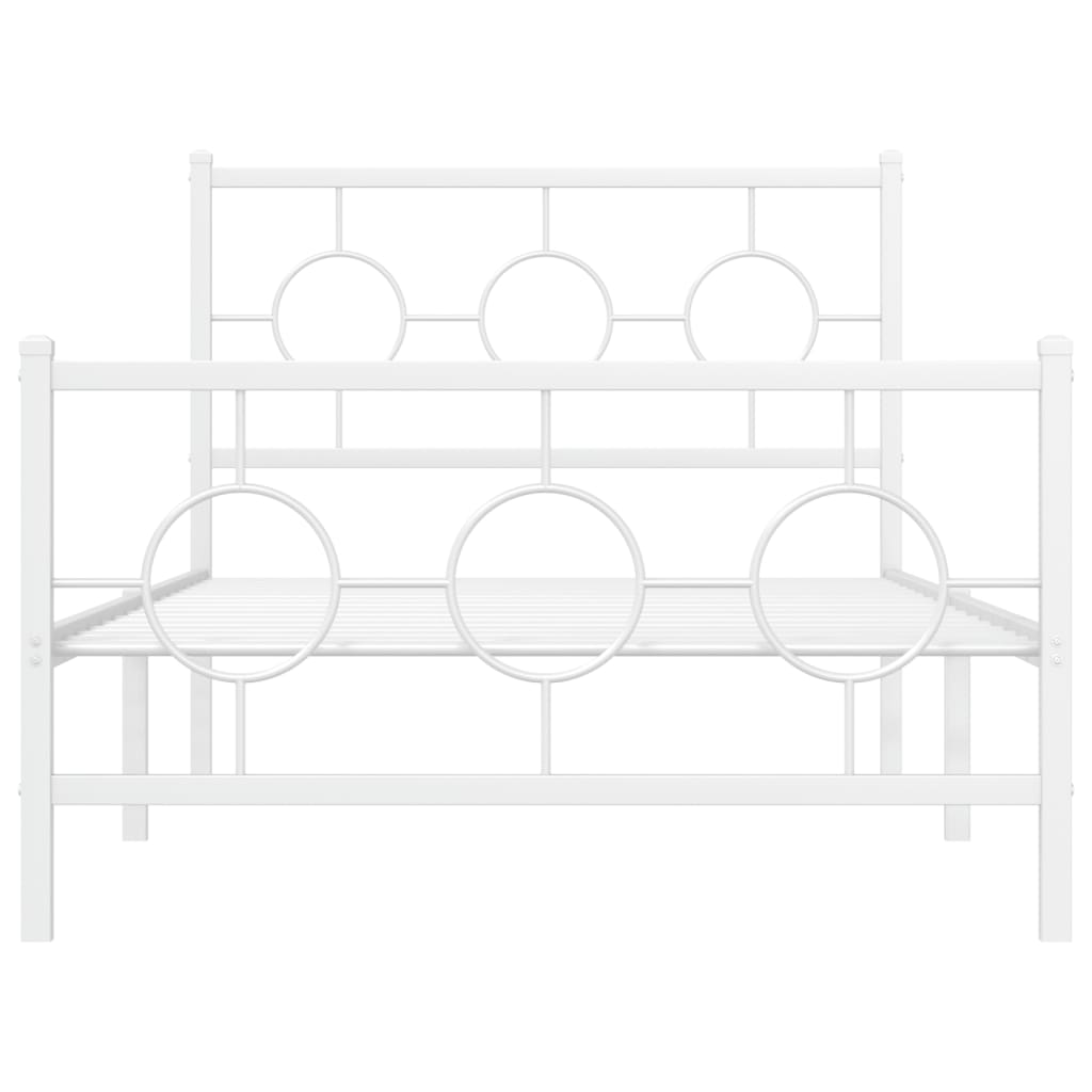 vidaXL Metal Bed Frame without Mattress with Footboard White 100x200cm 5