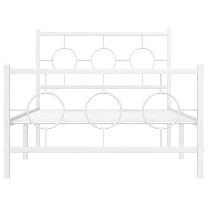 vidaXL Metal Bed Frame without Mattress with Footboard White 100x200cm 5