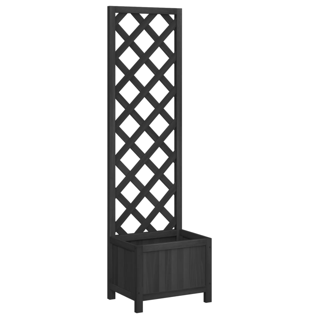vidaXL Planter with Trellis Black 40x30x135 cm cmSolid Wood Fir 2