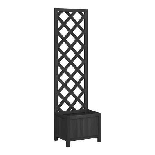Planter with Trellis Solid Wood Fir Depth 30 cm Black 40 cm