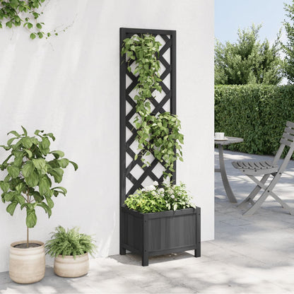 vidaXL Planter with Trellis Black 40x30x135 cm cmSolid Wood Fir 3