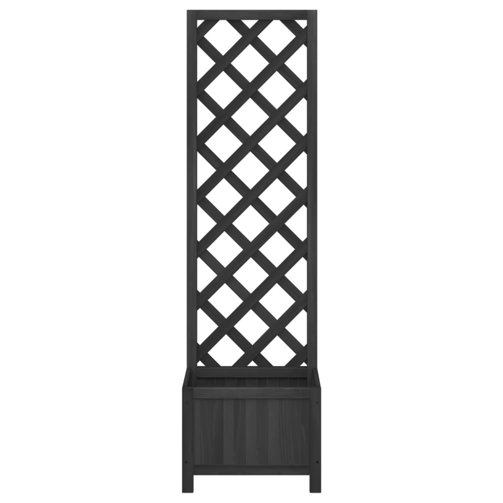 vidaXL Planter with Trellis Black 40x30x135 cm cmSolid Wood Fir 4