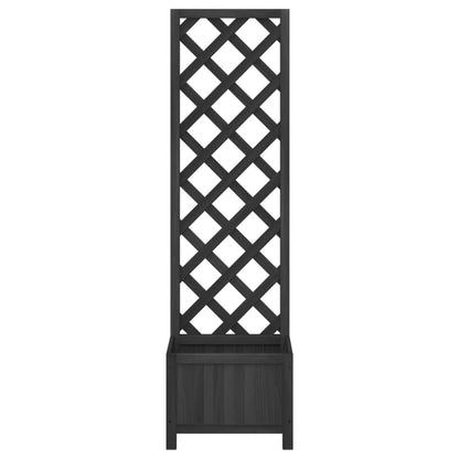 vidaXL Planter with Trellis Black 40x30x135 cm cmSolid Wood Fir 4