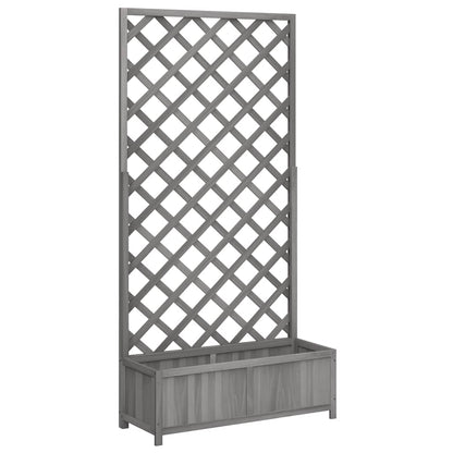 vidaXL Planter with Trellis Grey 90x35x180 cm Solid Wood Fir 2