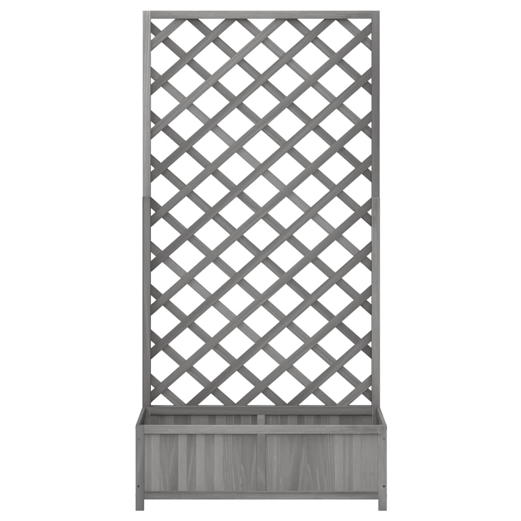 vidaXL Planter with Trellis Grey 90x35x180 cm Solid Wood Fir 5