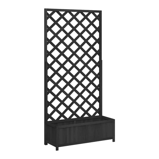 Planter with Trellis 90x35x180 cm Solid Wood Fir Depth 35 cm Black