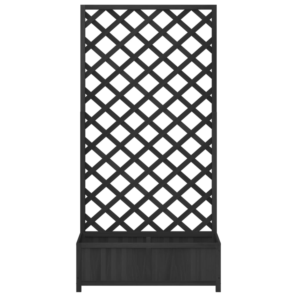 vidaXL Planter with Trellis Black 90x35x180 cm Solid Wood Fir 4