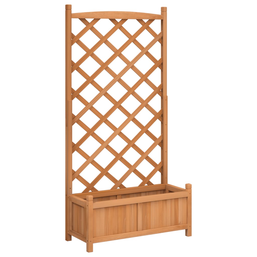 vidaXL Planter with Trellis Brown 75 x 35 x 150 cm Solid Wood Fir 2