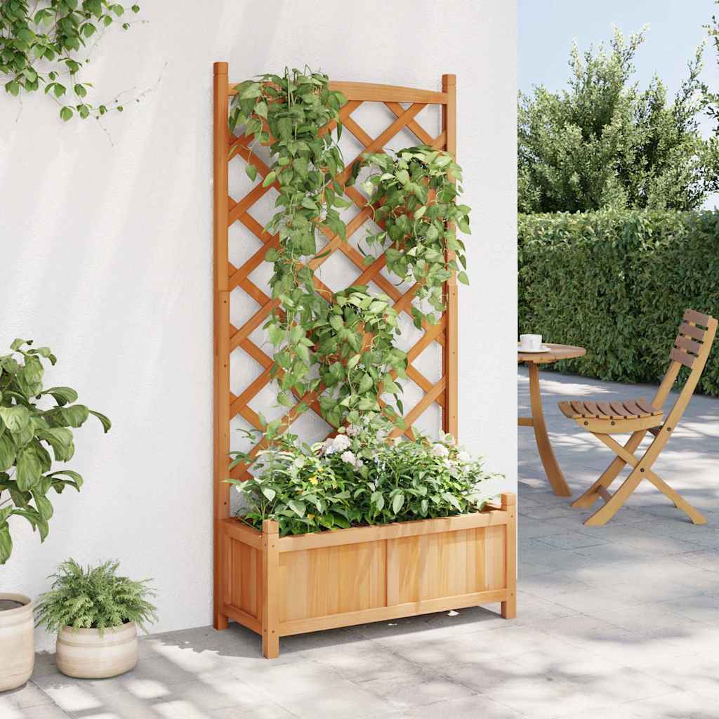 vidaXL Planter with Trellis Brown 75 x 35 x 150 cm Solid Wood Fir 3