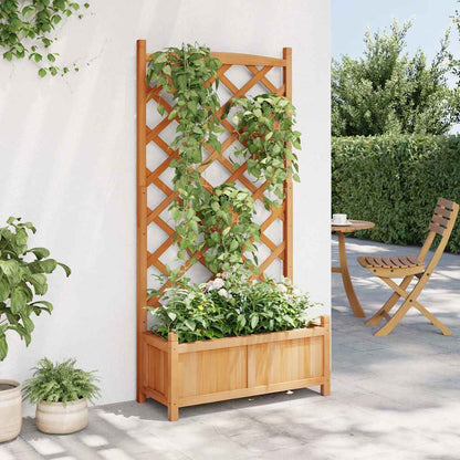 vidaXL Planter with Trellis Brown 75 x 35 x 150 cm Solid Wood Fir 3