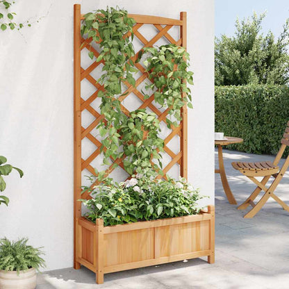 vidaXL Planter with Trellis Brown 75 x 35 x 150 cm Solid Wood Fir 1