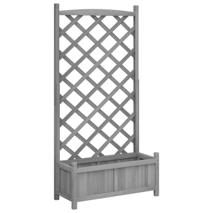 vidaXL Planter with Trellis Grey 75 x 35 x 150 cm Solid Wood Fir 2