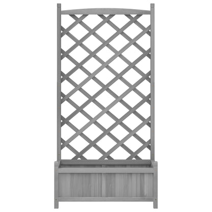 vidaXL Planter with Trellis Grey 75 x 35 x 150 cm Solid Wood Fir 4