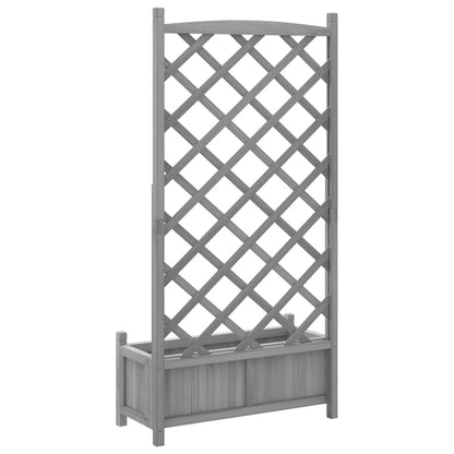 vidaXL Planter with Trellis Grey 75 x 35 x 150 cm Solid Wood Fir 6