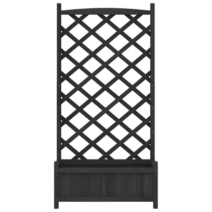 vidaXL Planter with Trellis Black 75 x 35 x 150 cm Solid Wood Fir 4