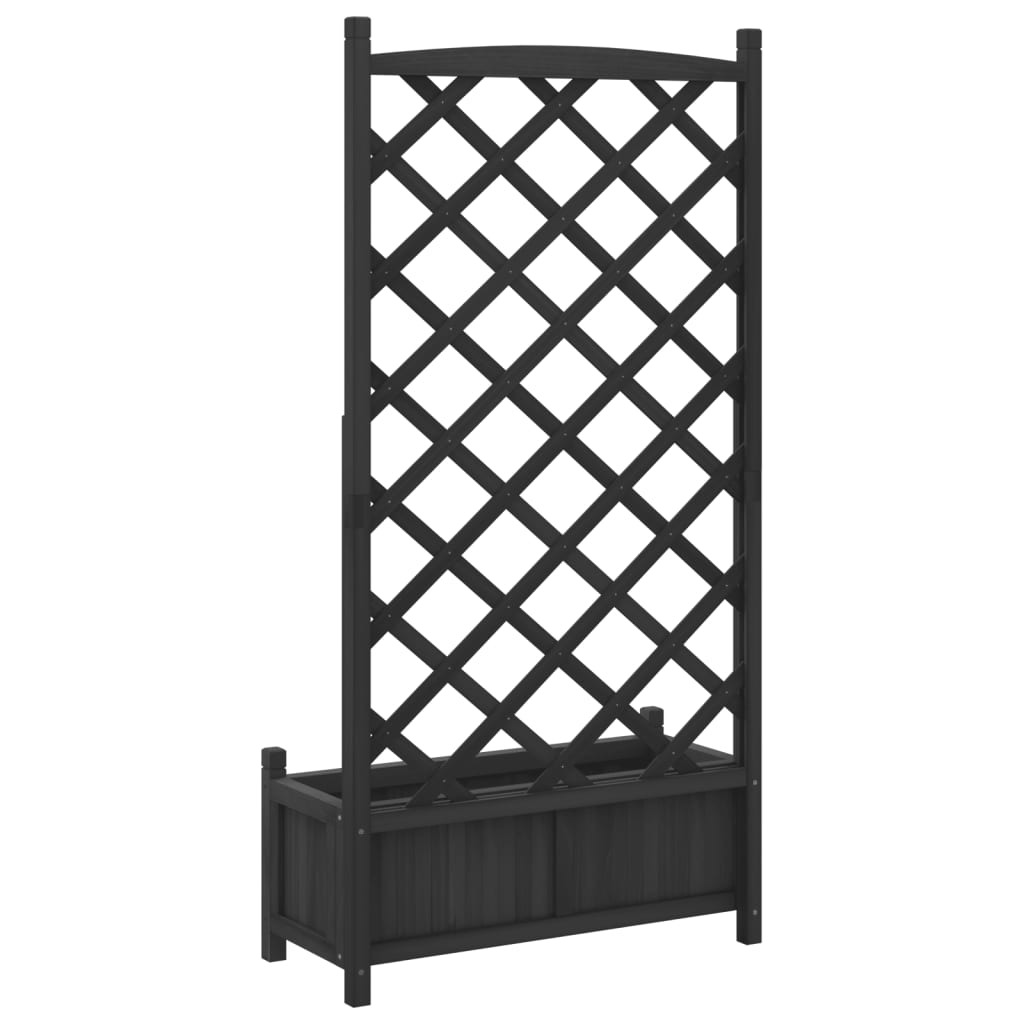 vidaXL Planter with Trellis Black 75 x 35 x 150 cm Solid Wood Fir 6