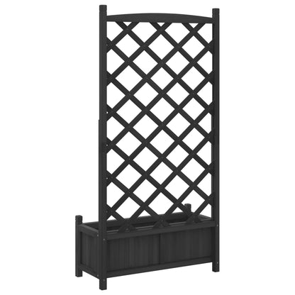 vidaXL Planter with Trellis Black 75 x 35 x 150 cm Solid Wood Fir 6