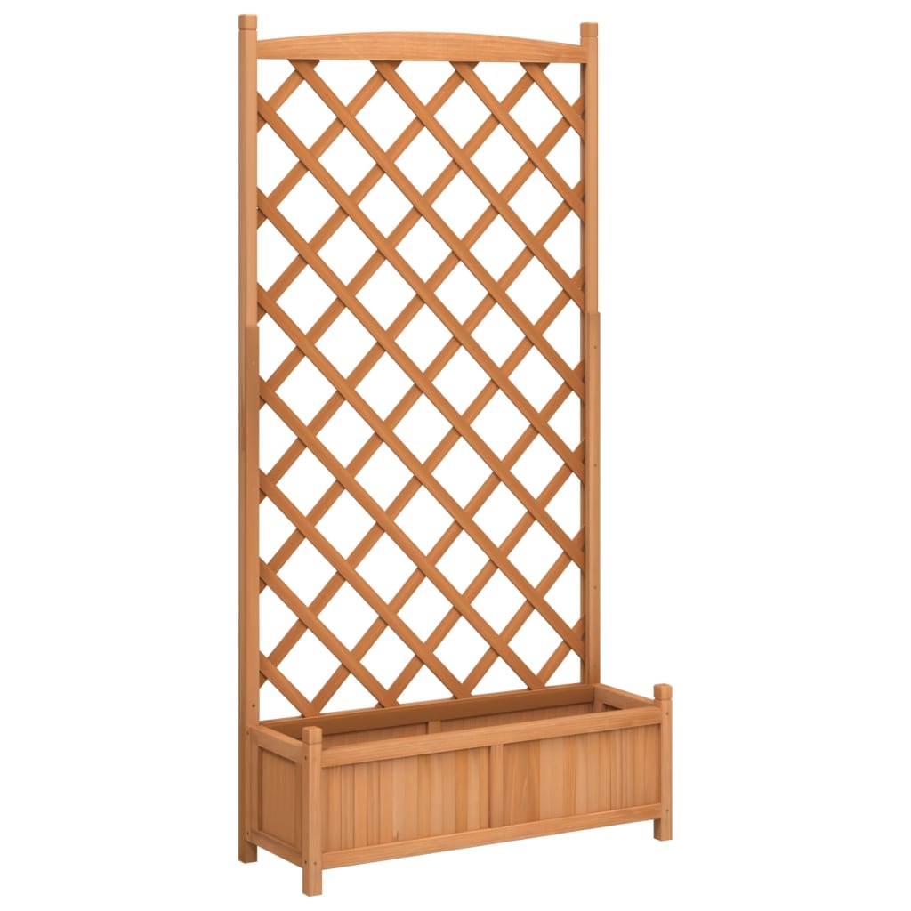 vidaXL Planter with Trellis Brown 90x35x180 cm Solid Wood Fir 2