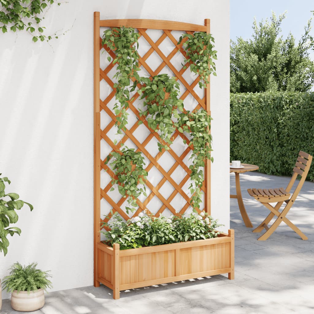 vidaXL Planter with Trellis Brown 90x35x180 cm Solid Wood Fir 3