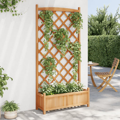 vidaXL Planter with Trellis Brown 90x35x180 cm Solid Wood Fir 3