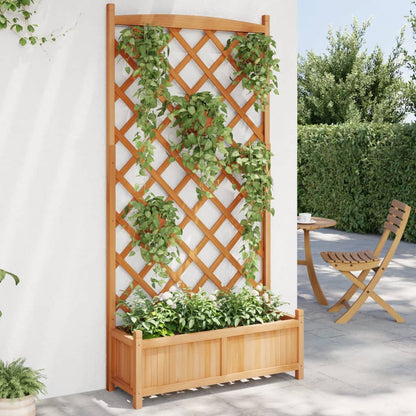 vidaXL Planter with Trellis Brown 90x35x180 cm Solid Wood Fir 1