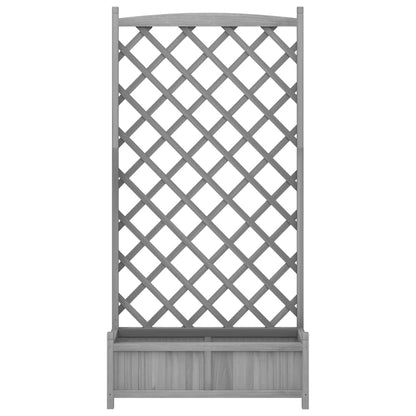 vidaXL Planter with Trellis Grey 90x35x180 cm Solid Wood Fir 4