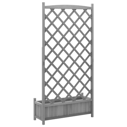 vidaXL Planter with Trellis Grey 90x35x180 cm Solid Wood Fir 6
