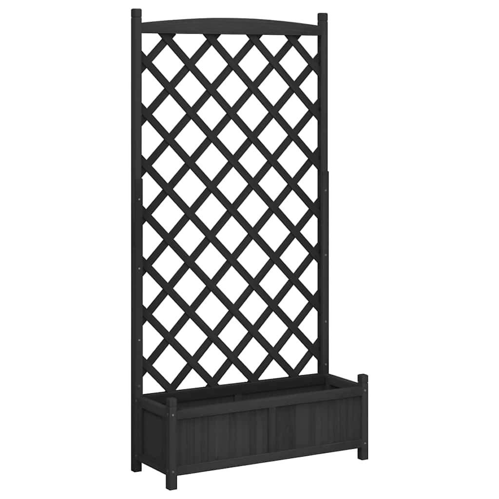 Planter Solid Wood Fir with trellis Black 90 cm 180 cm