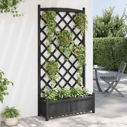 Planter Solid Wood Fir with trellis Black 90 cm 180 cm