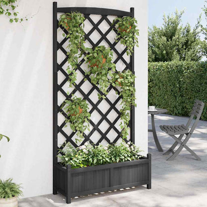 Planter Solid Wood Fir with trellis Black 90 cm 180 cm