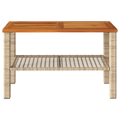 vidaXL Garden Table Beige 70x38x42 cm Poly Rattan Acacia Wood 4