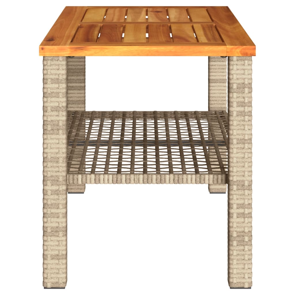 vidaXL Garden Table Beige 70x38x42 cm Poly Rattan Acacia Wood 5