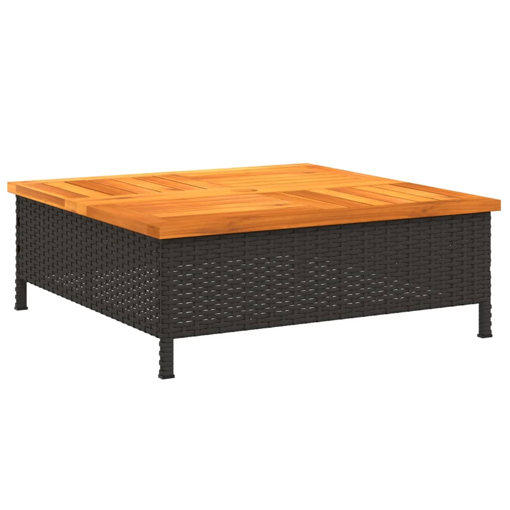 vidaXL Parasol Base Cover Black 70x70x25 cm Poly Rattan and Acacia 2