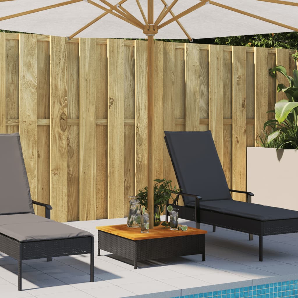 vidaXL Parasol Base Cover Black 70x70x25 cm Poly Rattan and Acacia 3