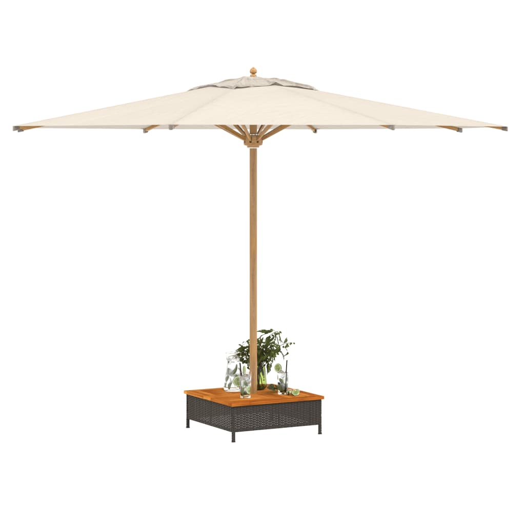 vidaXL Parasol Base Cover Black 70x70x25 cm Poly Rattan and Acacia 4