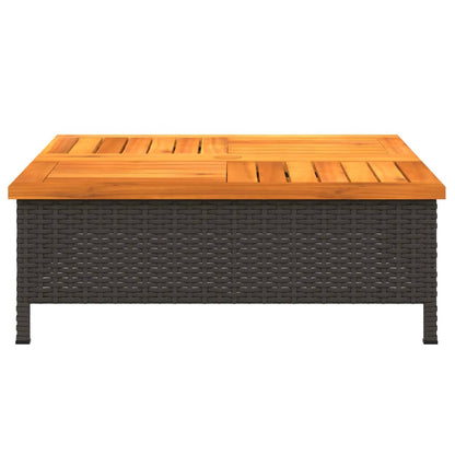 vidaXL Parasol Base Cover Black 70x70x25 cm Poly Rattan and Acacia 5