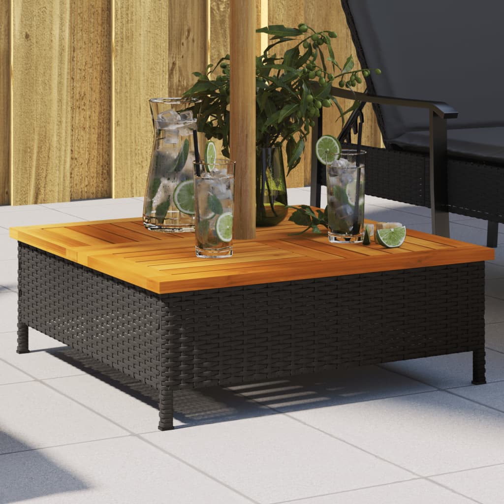 vidaXL Parasol Base Cover Black 70x70x25 cm Poly Rattan and Acacia 1