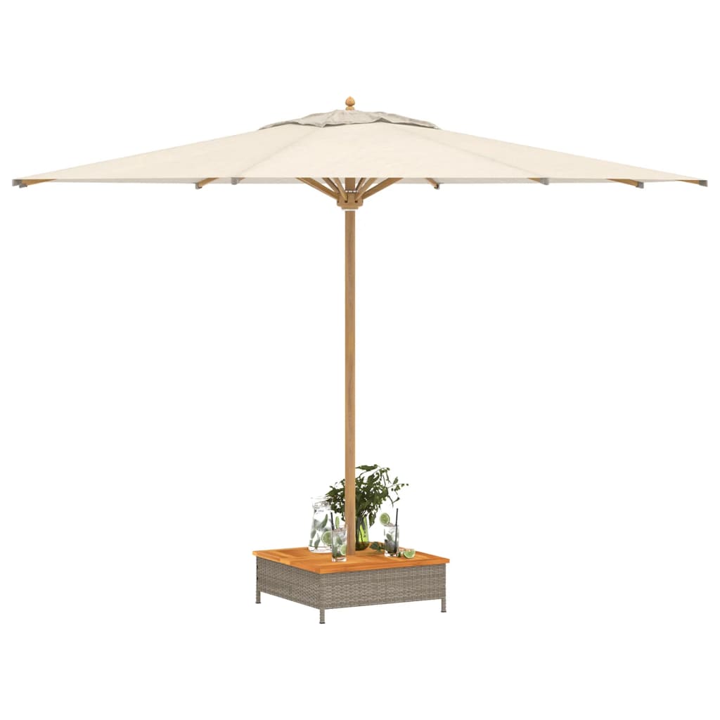 vidaXL Parasol Base Cover Grey 70x70x25 cm Poly Rattan and Acacia 4