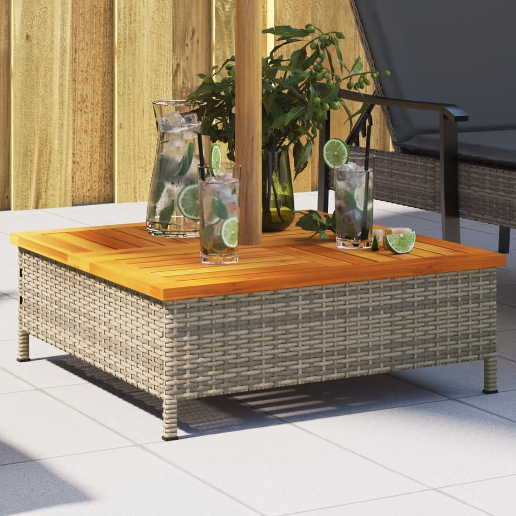 vidaXL Parasol Base Cover Grey 70x70x25 cm Poly Rattan and Acacia 1